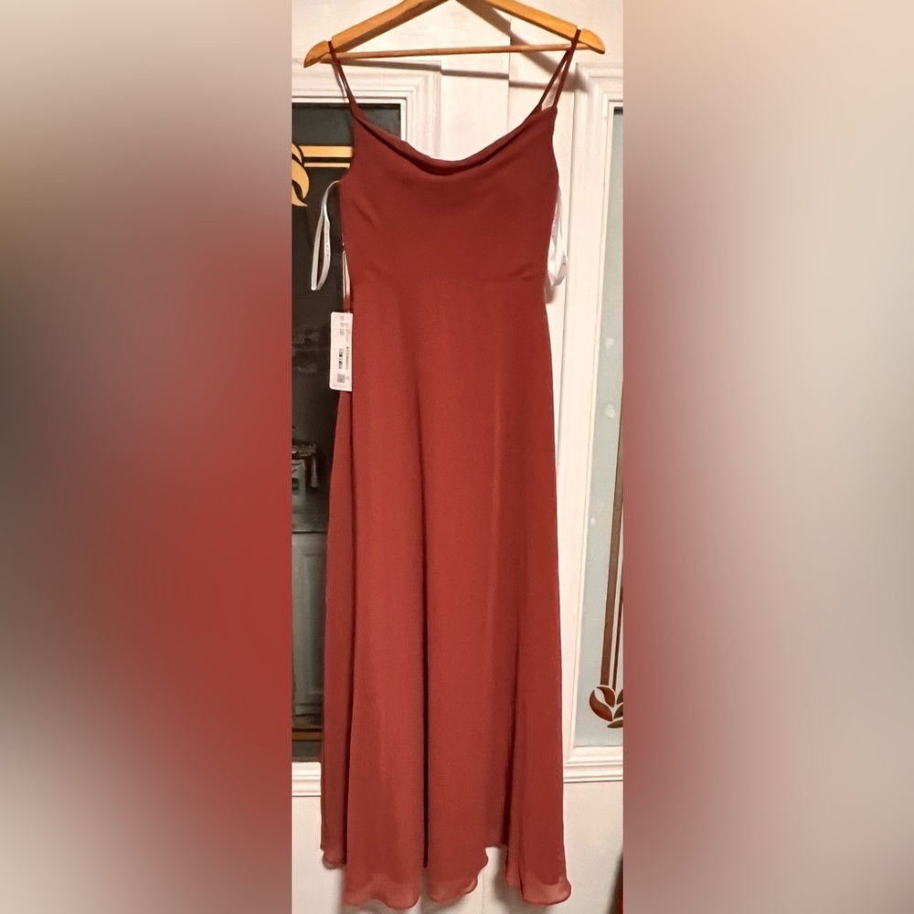 Azazie Orange Maxi Dress Spaghetti Strap Sundress - Picture 6 of 10